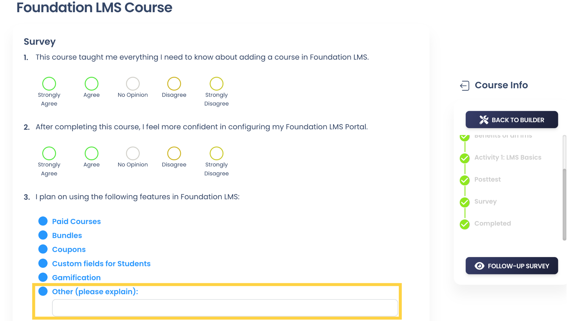 This is a multiple choice Question with 'Allow 'Other' option' enabled. Students can select this answer option and type their answer in the field provided.